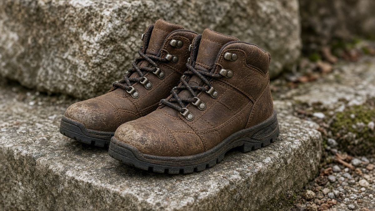Gut eingelaufene Kinder-Wanderschuhe aus Leder
